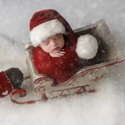 Christmas Newborn Photography Clothing Baby Wrapped Cloth Hats 2Pcs Set Studio Photograph Props Full