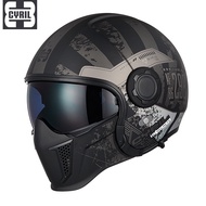 CYRIL vintage helmet black warrior combination helmet men and women motorcycle half helmet full helm