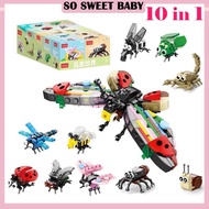 10 in 1 Mini Building Block Toy for Kids Insect Building Blocks DIY Educational Assembly Blocks Gift