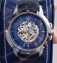 【時刻魔力】(999限量款) 瑪莎拉蒂寶藍色前後鏤空機械錶-INGEGNO系列(R8821119004)
