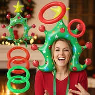 Inflatable Christmas Headband with Ring Toss Game | PVC Balloon + 4 Rings, Reusable Holiday Entertai