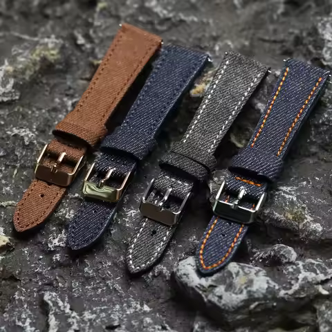 High height Japanese Okayama denim strap, 18 19 20 22MM black, blue, brown, difficult to soften, qui
