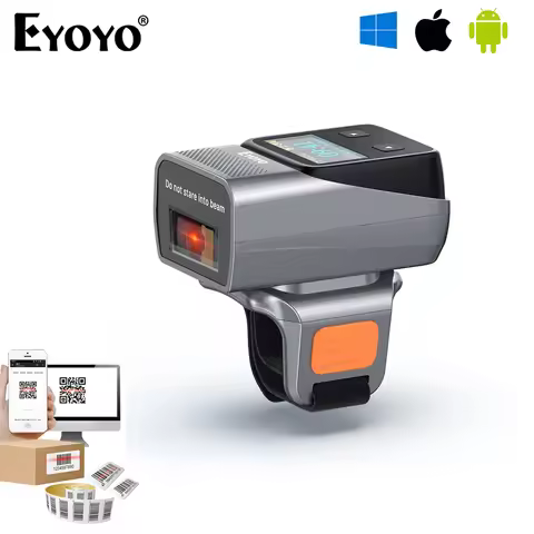 Eyoyo 2025 New Upgraded Bluetooth Ring Barcode Scanner EY-038 1D&2D QR Bar Codes Reader Can Add Pref