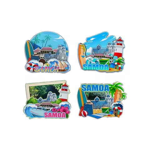 Decorative Magnets for Samoa City Landmark Travel Unique Souvenirs 3D Wooden Fridge Stiker Delightfu