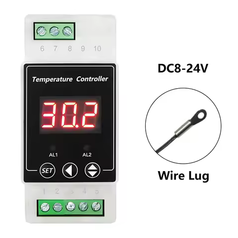 AC100-240V Din Rail Thermostat Digital Temperature Controller with Sensor Relay Output Temperature A