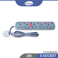 LMX 3 4 5 Gang Extension Socket [2M/5M Wire] 3 Pin Extension [SIRIM Plug Top] (Grey) 2000W Trailing 