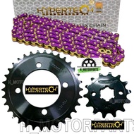 HYPERTECH CHROME BLACK SPROCKET 415 CHAIN O-RING 1 SET LC135 RXZ Y125Z YAMAHA 4HOLE Y15 Y16 PURPLE O