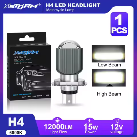 H4 LED Headlight for Motorcycle BA20D Lens Projector Headlight 15W 12000LM LED H4 Canbus Bi Led Proj