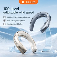 Jisulife Neck Fan 6000mAh 100 Level Strong Wind Speed Portable Fan Multifunction Air Purification With LED Digital USB Rechargeable Bladeless Fan Shoulder Fan Air Cooler Mini Fan Outdoor Office Fan On Neck Portable Aircon