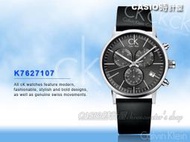 CASIO 時計屋 Calvin Klein 中性錶 K7627107 魅力三眼錶 原廠真皮錶帶 防水 保固 附發票