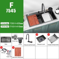 Guga Kitchen Sink 3.0MM Thickness SUS 304 Stainless Steel Sink with Waterfall Pullout Faucet High Qu