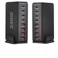 240W GaN Charging Station 8-port USB Desktop Wall Charger Type C PD Fast Charging 4A 4C Wall Charger