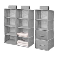 WEILIANG【Buy 2 Get 1 Free】Hanging Wardrobe Organiser With Drawer Clothes Cabinet Organizer Closet St