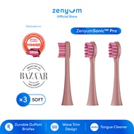 Zenyum Sonic 3-Pack Replacement Brush Heads Refills- Matte Black/White/Pink/Green/Blue/Purple/Grey/R