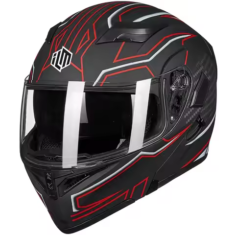 Factory Direct Sales Reliable Quality ILM Motorcycle Dual Visor Flip up Modular Helmet DOT LED Light