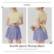 LAFIOLA - Women's Padel Tennis Sports Outfit Bra Top Backless Tie or Pleated Sport Skort Skirt (ZAVE