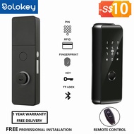 BoloKey M2 TTlock APP Digital Gate Lock/6 Unlock/waterproof/ HDB Metal Gate Linkage With Wooden Door Smart Lock