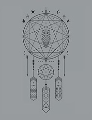 Owl elements tarot witchcraft astrology tattoo design line art: 101 Mandalas - COLORING BOOK - Funny