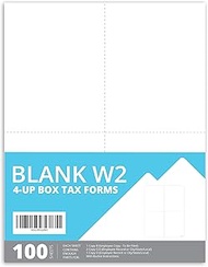 Blank W2 Forms, 2020 4 Up W2 Tax Forms, 100 Employee Forms, Designed for QuickBooks and Accounting S
