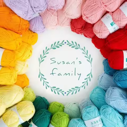 Susan's Family 96 Colors Cotton Yarn 50g/120m/roll 4-ply Combed Cotton&Acrylic Fibre Hand-knitted Ya