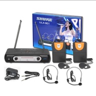 MIC WIRELESS UHF 2 SET MIC BANDO JEPIT (CLIP ON) SHURE ULX-801