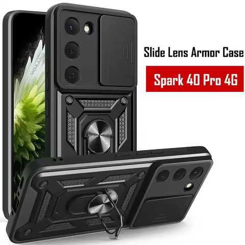 Slide Lens Armor Funda for Tecno Spark 40 Pro 4G Case for Tecno Spark 40 Pro 4G Case Magnetic Ring S