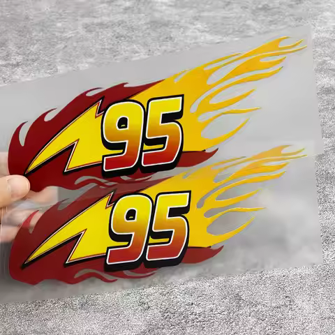 2Pcs Lightning McQueen 95 Flame Waterproof Vinyl Stickers Decals for Car Bike Helmet Laptop Decor