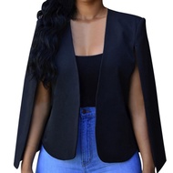 Fashion Solid Color Women Split Cape Slim Fit Business Blazer Suit Jacket Coat