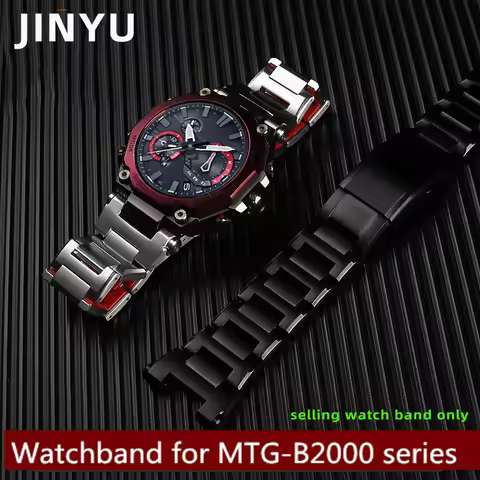 MTG B2000 Metal strap For Casio MTG-B2000 watch band G-SHOCK B2000 Red Bottom Solid Stainless Steel 