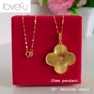 18K 20mm All Gold Clover Pendant Necklace in HK Setting  Gold PAWNABLE