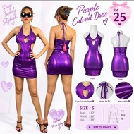 Purple Metallic Mini Dress Bodycon Party Club Dress