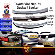 JR Custom Made Vios NCP150 Evox 86 Rear Ducktail Spoiler Toyota Vios NCP150 Itik Spoiler Bodykit Ext