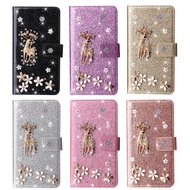 Shiny Diamond Flip Case for Samsung Galaxy A23 A21s A51 A71 A70/A70S M10/A10 A50/A30S/A50S A40 Premium Leather Rhinestone Deer Wallet Casing Cover