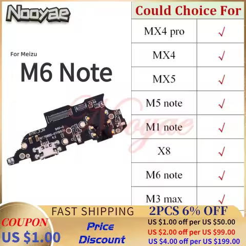 For Meizu M6 M5 M8 M1 Note L681H M3 Max Micro USB Charger Charging Port Connector Flex Cable Mic Mic