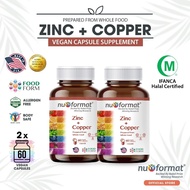 NU-FORMAT Zinc + Copper Strong Digestive & Reproductive Health Vegan Supplement - 60S [Bundle 2]