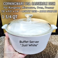 1 3/4QT CORNINGWARE USA BUFFET SERVER JUST WHITE CASSEROLE DISH • Japan Surplus • COOKWARE POT