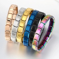 9mm Width Italian Charm Bracelet Fashion Stainless Steel Bangle Elastic Link Chain High Quality Fact