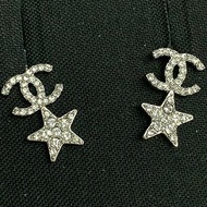 Chanel 雙C星星耳環 銀色 水鑽 針式 AB3293 B02390 N5957