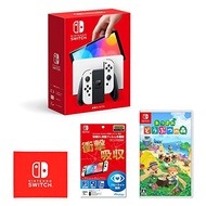 [Direct from japan] Nintendo Switch (OLED model) Joy-Con(L)/(R) White + [Nintendo licensed product] Nintendo Switch (OLED model) Exclusive OLED Protective Film Multifunctional + Atsumare Animal Crossing -Switch ([Amazon.co.jp Limited] Nintendo Switch Logo