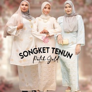 Baju Kurung  Putih Gold Songket Tenun Cotton| Pahang | Kedah | Moden IOff-White Gold