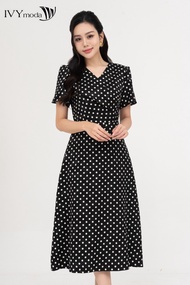 Đầm cổ V chấm bi IVY moda MS 48M8771