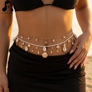 3 PCS Chunky Gold Belly Chain Set Large Shell Pearl Baddie Waist Jewelry