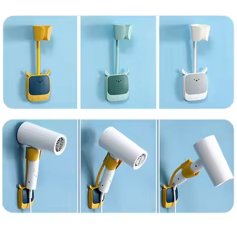 Adjustable No Punch Hair Dryer Holder Self-Adhesive Hair Dryer Rack Hair Dryer Shelf Bathroom