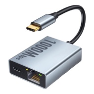 LB4Q NEW <br>USB-C Ethernet Adapter 2-in-1 1000Mbps RJ45 Network Converter for with TV Plug and Play