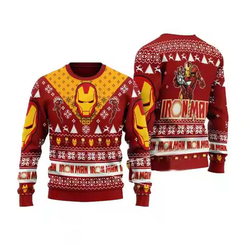 Winter New Marvel Christmas Ugly Sweater Iron Man Series Creative Fashion Personalized Holiday Wear 