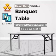 KT WARE 2x5 ft 3V Foldable Wood Top Banquet Table/ Folding Banquet Table / Meja Banquet Foldable Tab