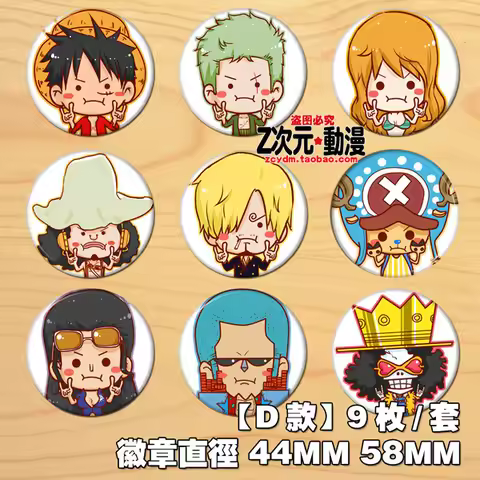 One Piece Anime Mirror Badge Luffy Zoro Chopper Ace Robin Pin Brooch D Style Collection Cosplay Acce