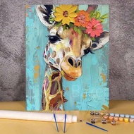Lovely Giraffe Digital Oil Painting Art Set, One Piece, Adult Craft Hobbies, Frameless Art Oil Paint
