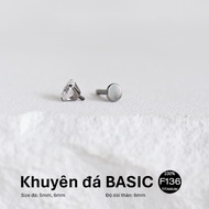 (1 Piece) 6mm Stone Flat Earrings - Titanium F136 - Kassy
