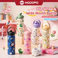 MODOFO 18oz Kids Tumbler Kids Thermos Water Bottle Thermos Flask Stainless Steel Cute Cartoon Water 